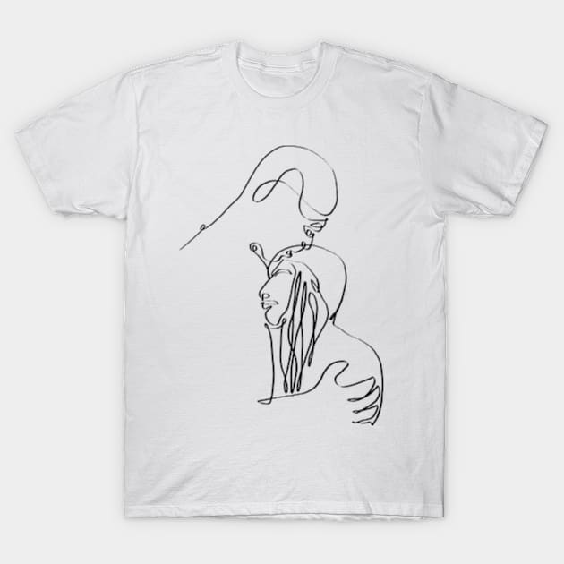 Couple hug one line art T-Shirt by Doodle Intent